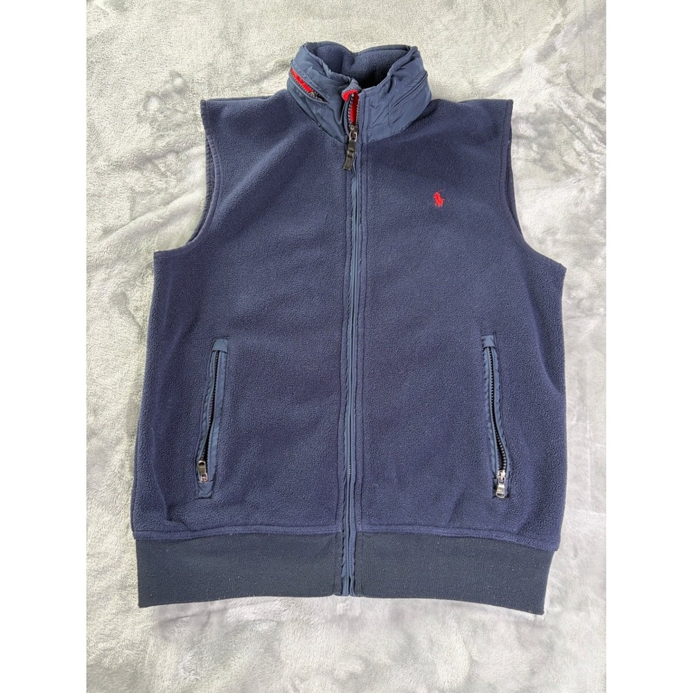 Polo Ralph Lauren Fleece Vest Blue Red Little Pony Men Size M